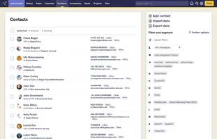 Contacts overview in a CRM