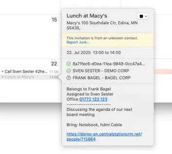Die Integration in den Mac-Kalender.